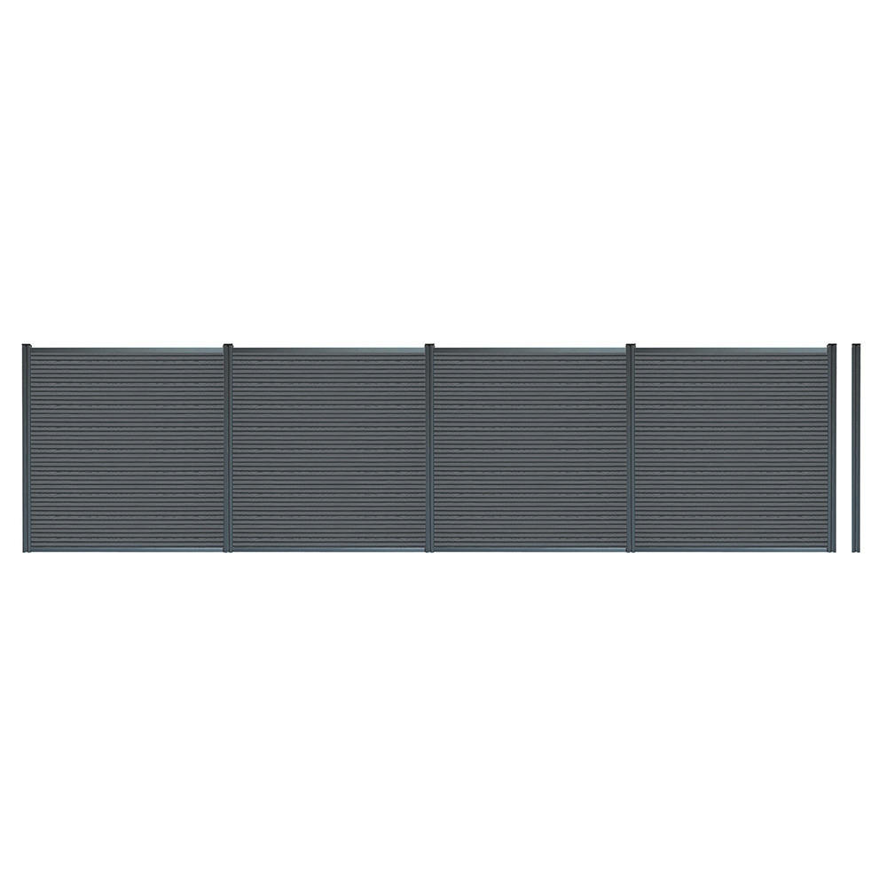 SICHTSCHUTZZAUN CALLADO PREMIUM - 185 cm, 4 x Element + 6 x Pfosten - Anthrazit, Kunststoff (170/180cm) - Home Deluxe