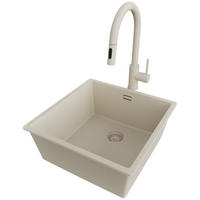 GRANITSPÜLE London Slim, 2-er set Beige 46/47 cm 1 Becken + Küchenarmatur 40/20 cm + Ablauf-Set ab 50er Unterschrank - Beige, Kunststoff (46/20/47cm) - Primagran