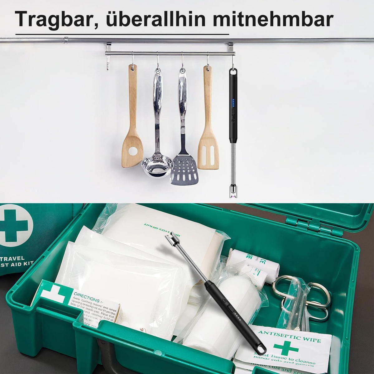 STABFEUERZEUG mit flexiblem Hals Schwarz - Schwarz, Kunststoff (1.2/1/25cm)