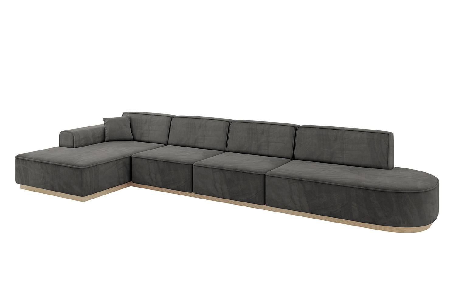 ECKSOFA Ottomane Links IREA-L3 - 412x165x80 cm Ecru - Anthrazit, Holzwerkstoff/Textil (412/165cm) - ALTDECOR