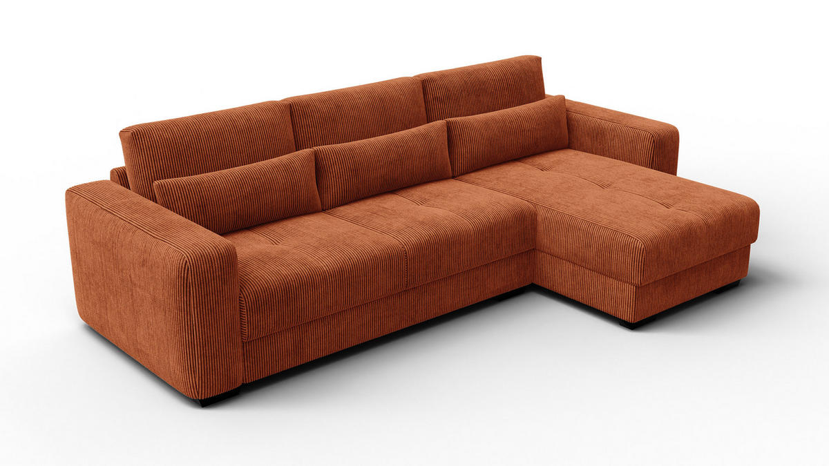 ECKSOFA OLI 4-Sitzer rechts, orange - Orange, Holz/Textil (295/172cm) - Courtois Laville