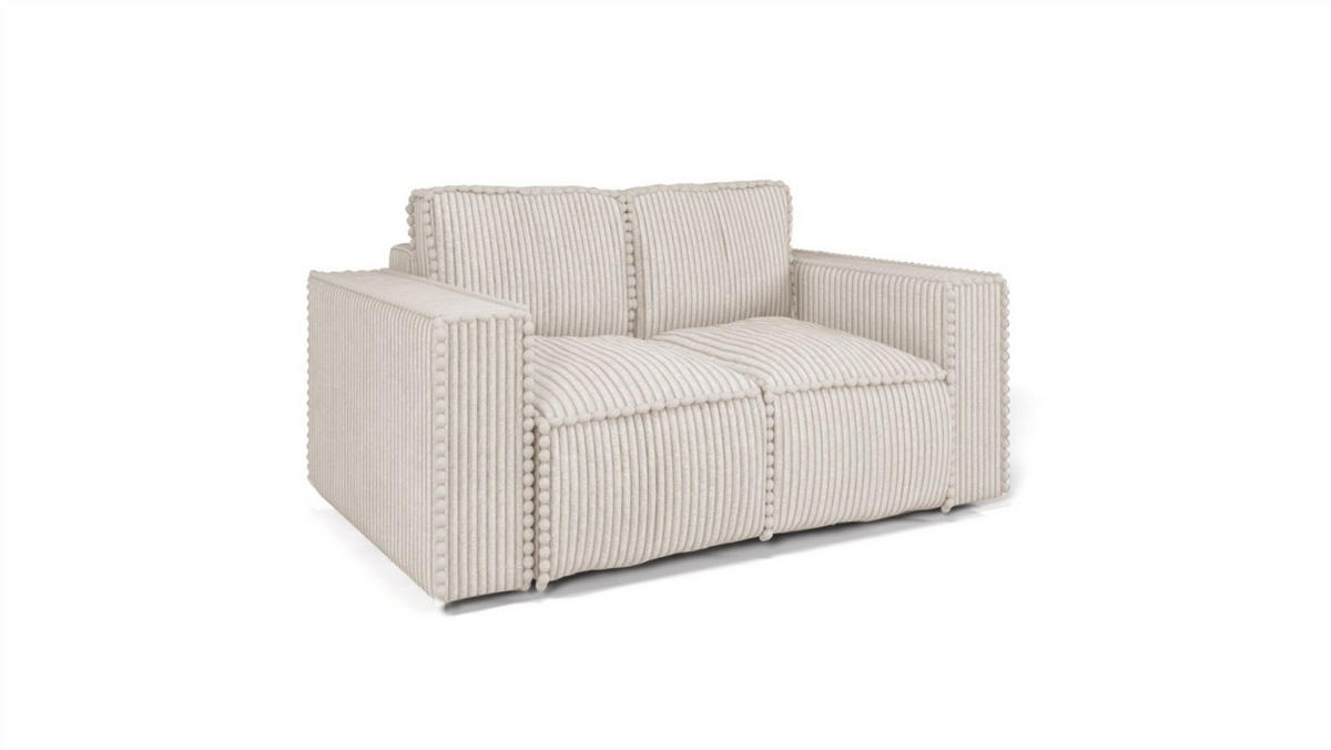 SOFASET Vajana 3-2-1 - Creme, Holzwerkstoff/Textil (240/86/102cm) - Fun Möbel