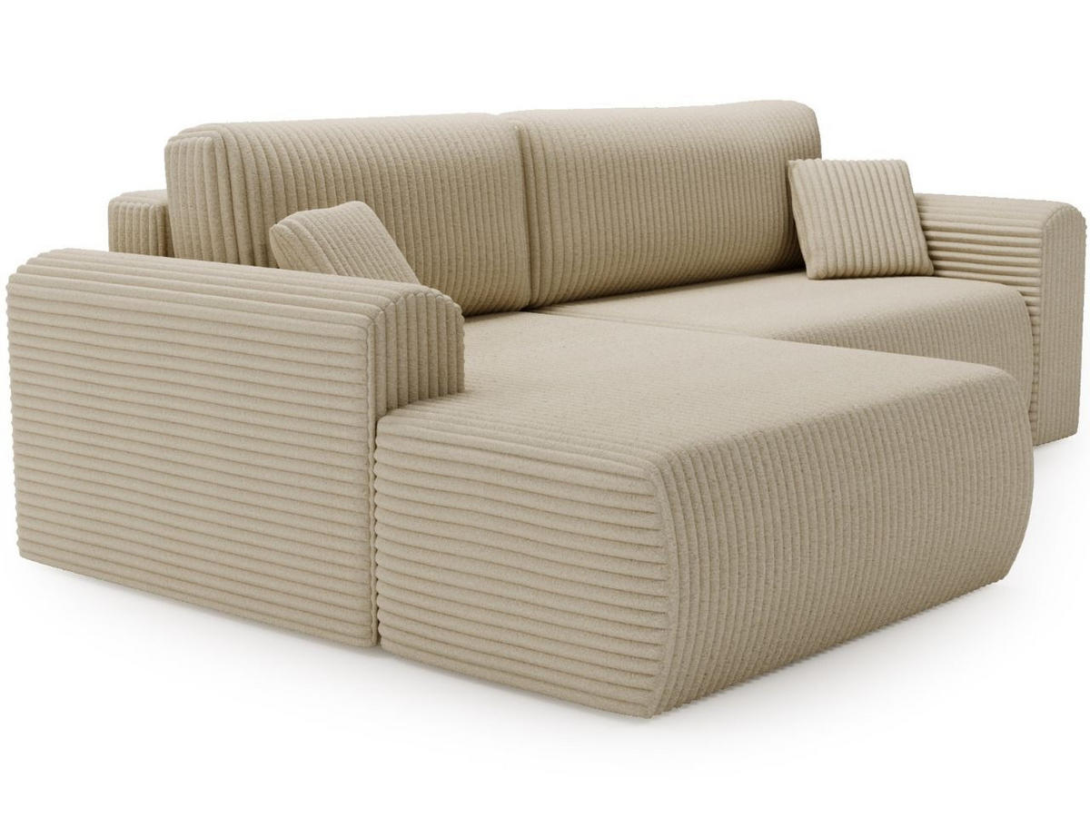 ECKSOFA Belvio Beige Links - Beige/Schwarz, Holz/Textil (257/177cm) - Graingold