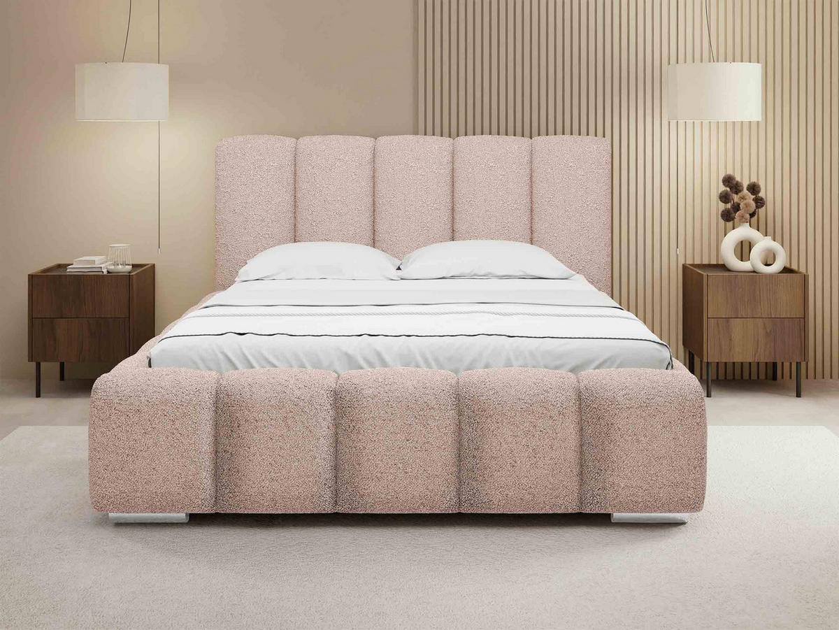 POLSTERBETT Wizko Boucle - Chromfarben/Naturfarben, Holz/Holzwerkstoff (180/200cm) - MIRJAN24