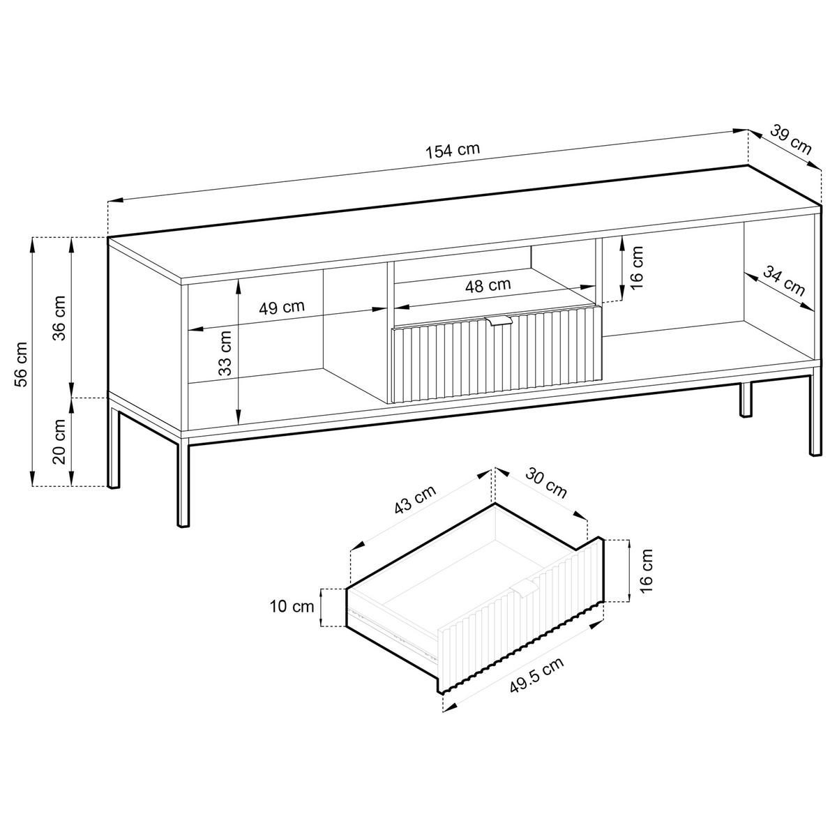 LOWBOARD STELLARE 154/56/39 cm, Kaschmir - Kaschmir, Holzwerkstoff (154/56/39cm) - MASSENO