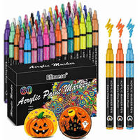 ACRYLSTIFTE 60er Set 0,7 mm Wasserfest für Stein, Holz, Glas - Multicolor, Kunststoff (1/1/14cm)