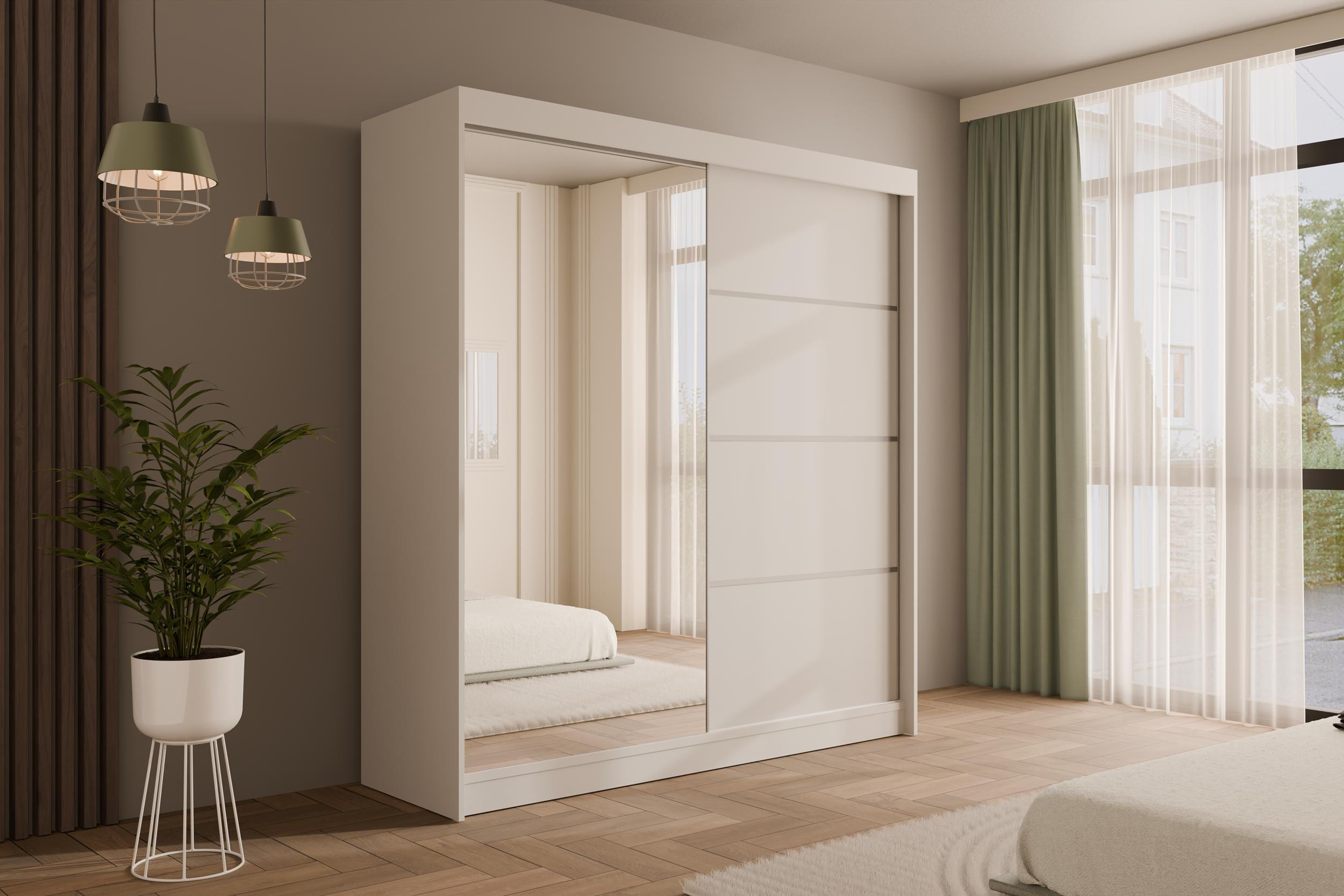 KLEIDERSCHRANK PAOKI - 200 cm - Weiß - Weiß, Holzwerkstoff (200/215/61cm) - ALTDECOR