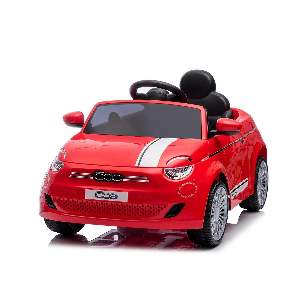ELEKTROAUTO Fiat 500 rot-schwarz Fernbedienung, Sicherheitsgurt, MP3, USB - Rot/Schwarz, Kunststoff (100/60/50cm) - Chipolino