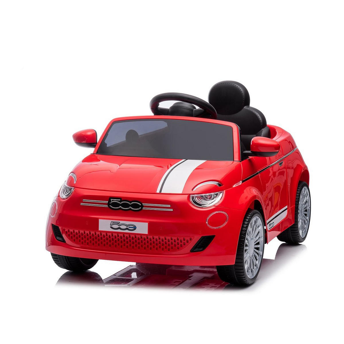 ELEKTROAUTO Fiat 500 rot-schwarz Fernbedienung, Sicherheitsgurt, MP3, USB - Rot, Kunststoff (100/60/50cm) - Chipolino
