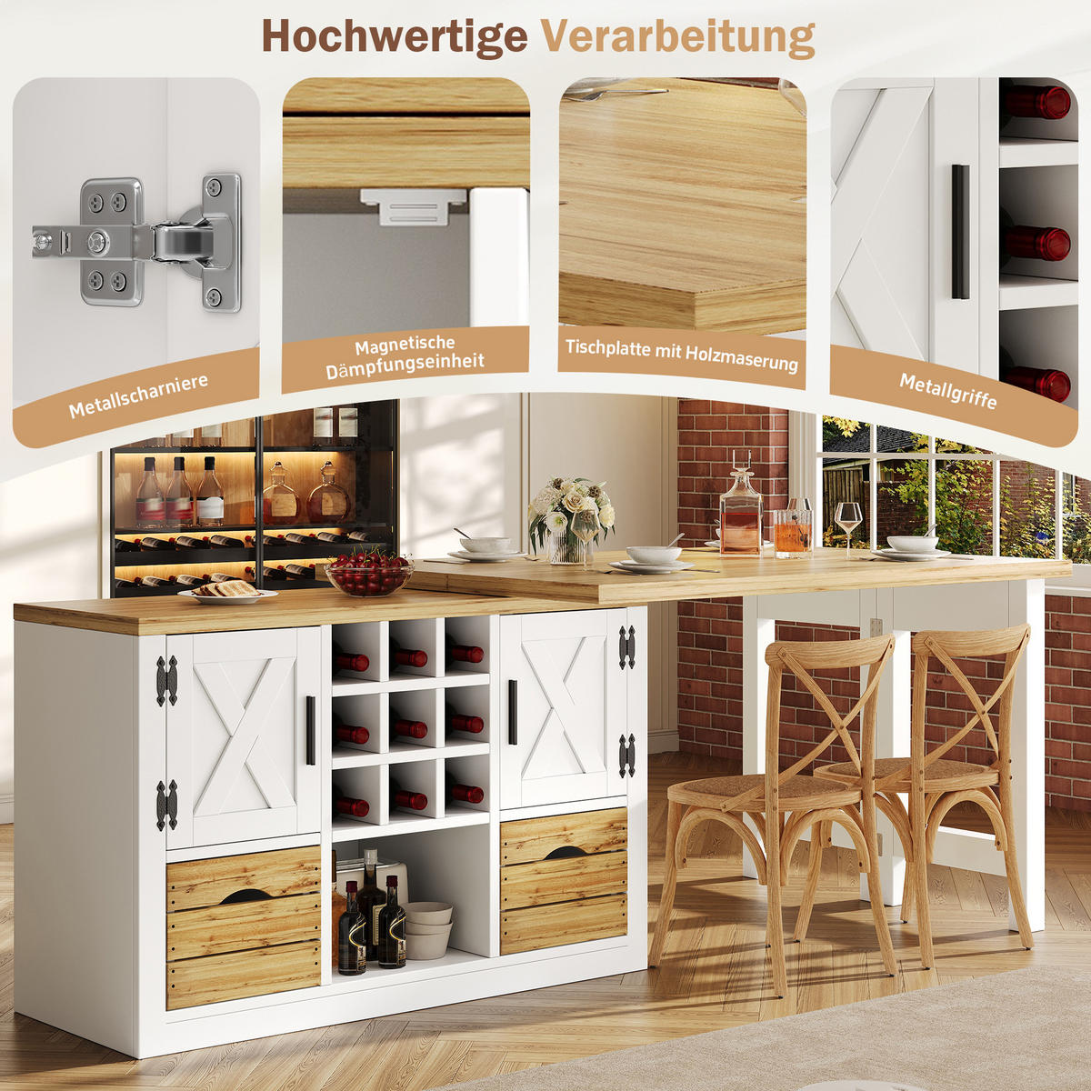 KÜCHENINSEL 360° Drehbar Stauraum Weiß - Weiß, Holzwerkstoff (120/72/40cm) - FLIEKS