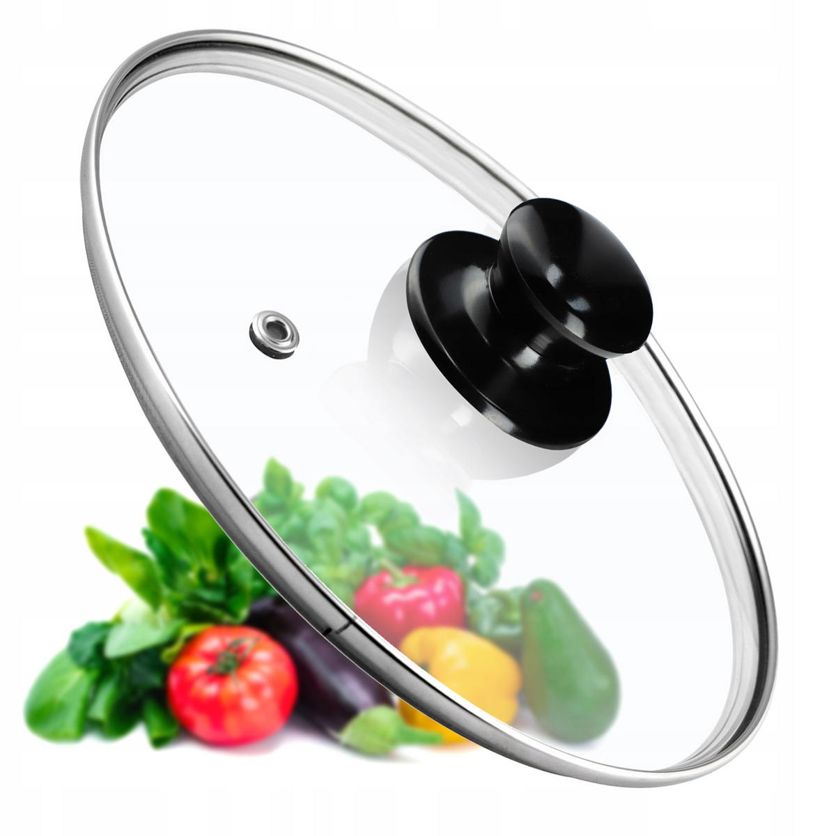 DECKEL mit schwarzem Griff, 26 cm, 1 Stück - Transparent, Glas/Kunststoff (26cm) - KADAX
