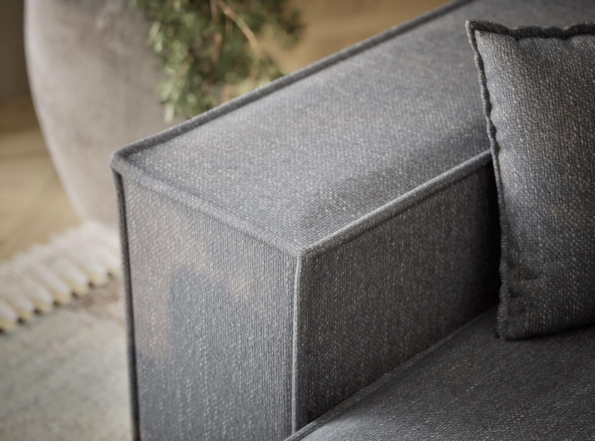 ECKSOFA MIT SCHLAFFUNKTION Moyo Grau Webstoff - Schwarz/Grau, Holz/Holzwerkstoff (255/148cm) - Maison de Reve
