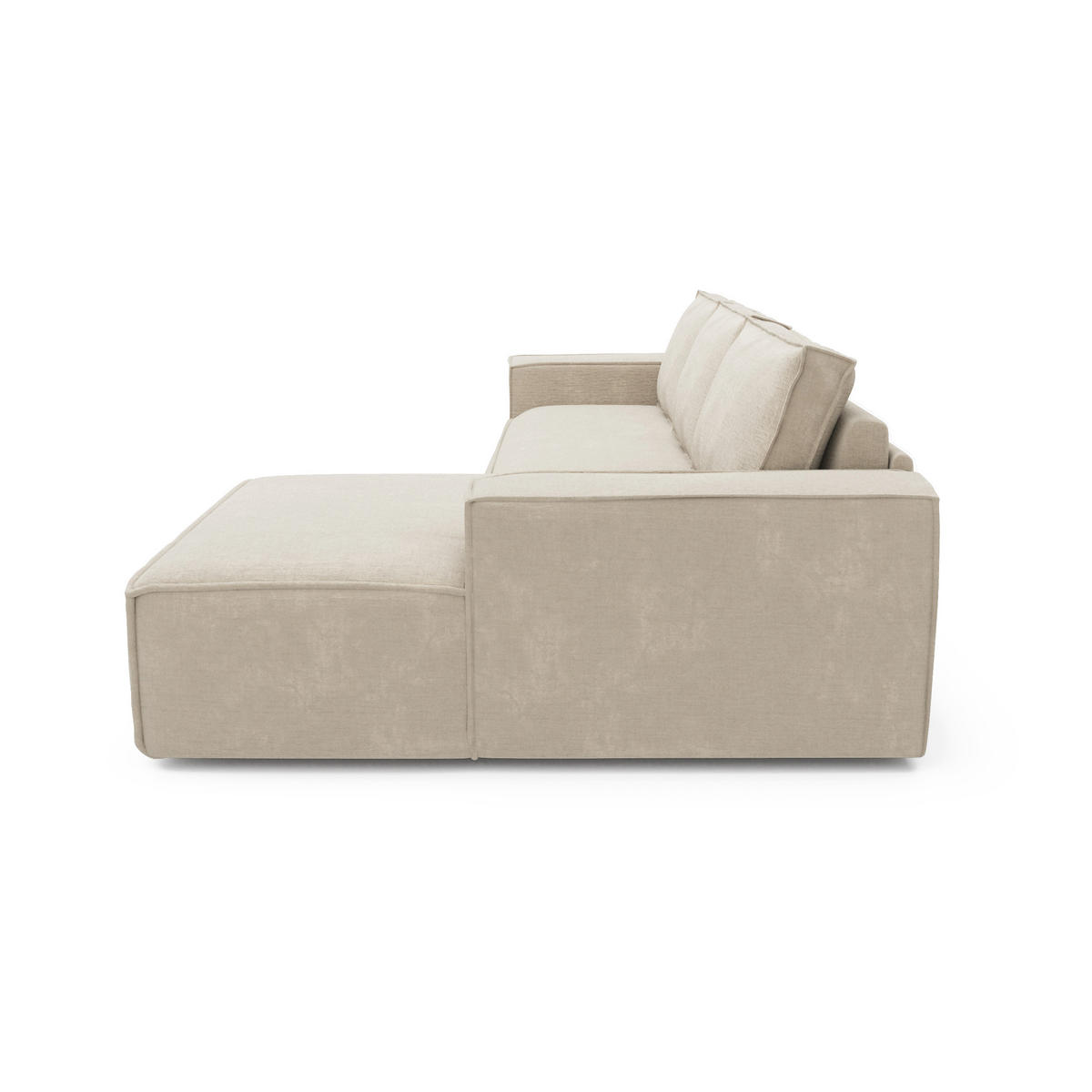 ECKSOFA RECHTS Samt Creme 302cm - Creme, Textil (302/165cm) - Sia Home