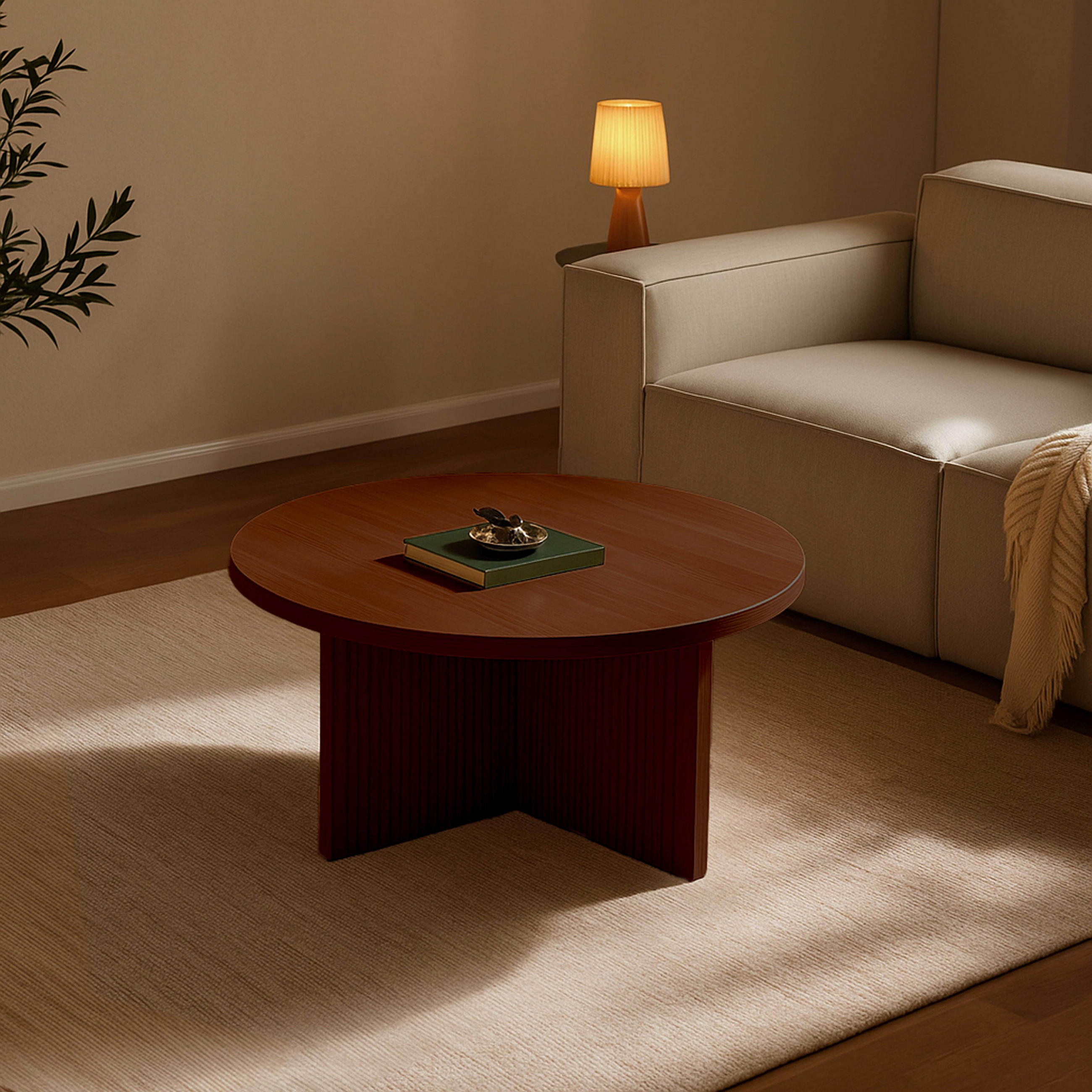 COUCHTISCH, dunkles Holzeffekt - Braun, Holz (80/80/45cm) - Oviala