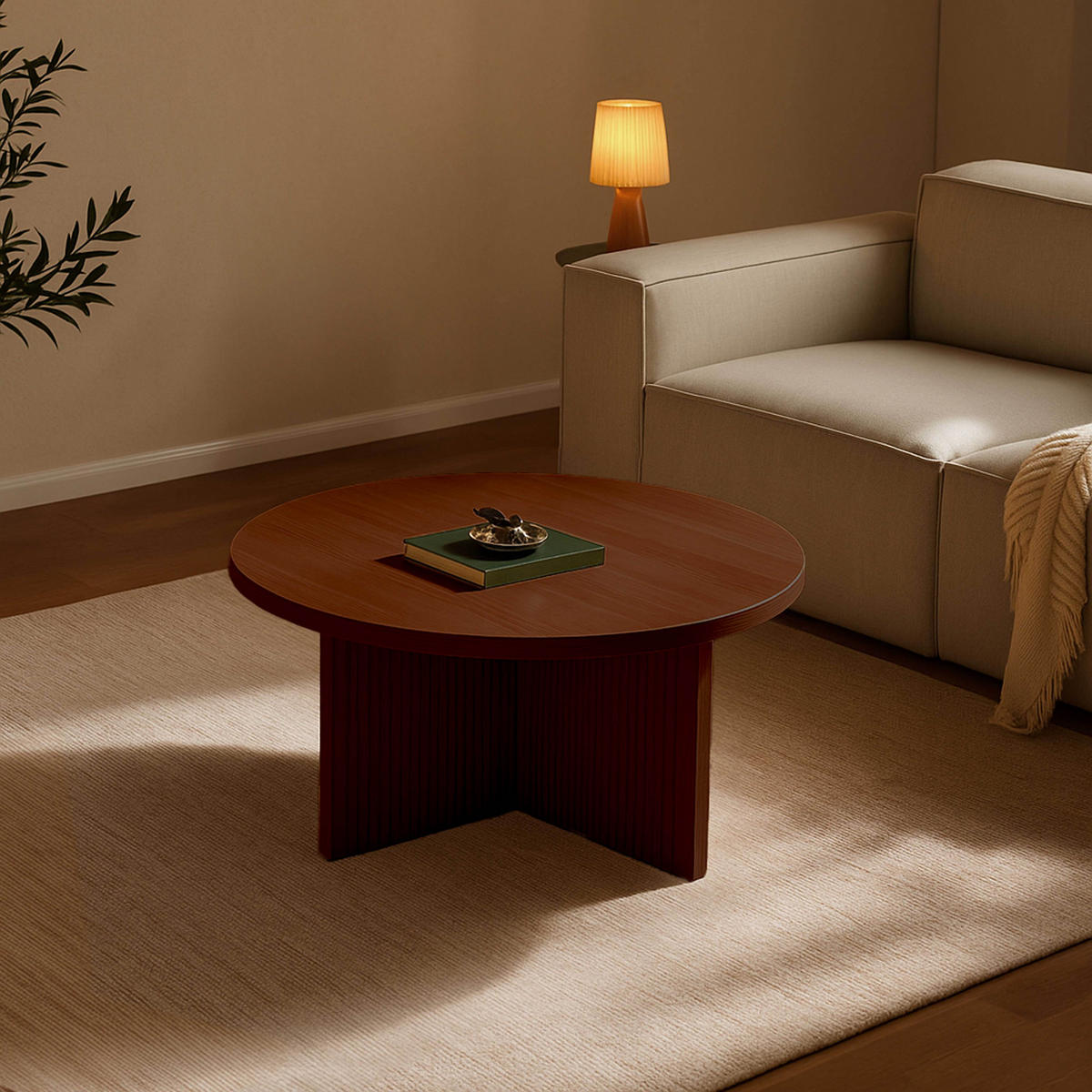 COUCHTISCH, dunkles Holzeffekt - Braun, Holz (80/80/45cm) - Oviala