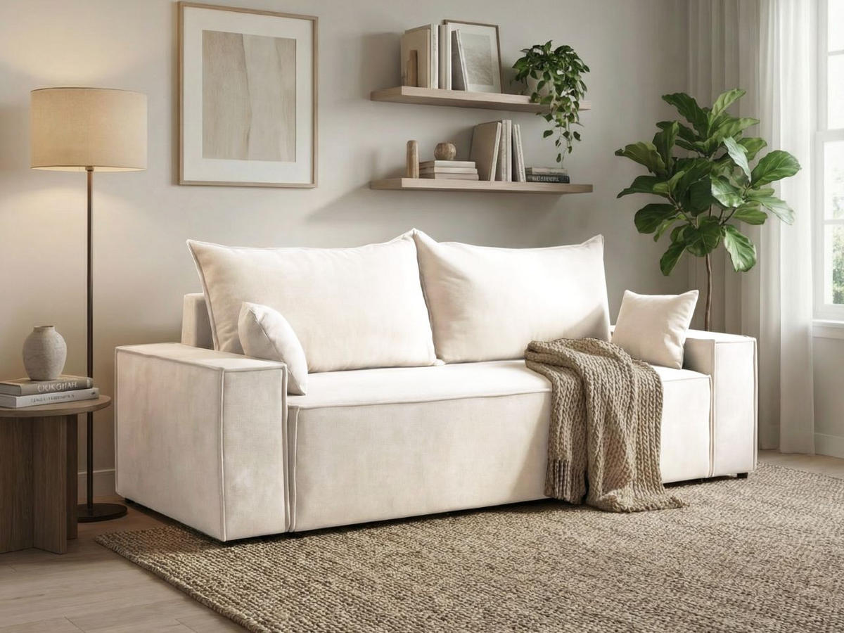 SOFA 230/90/70 Creme Sivra - Creme, Kunststoff/Textil (230/70/90cm) - Graingold
