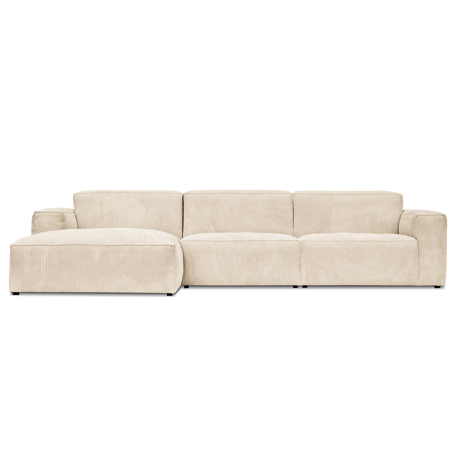 ECKSOFA mit Longchair - Creme/Schwarz, Textil (335/167cm) - home24