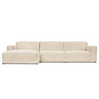 ECKSOFA mit Longchair - Creme/Schwarz, Textil (335/167cm) - home24