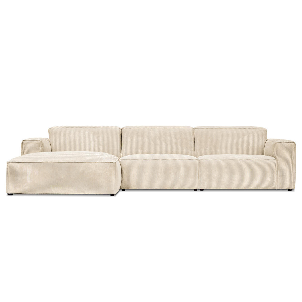 ECKSOFA mit Longchair - Creme/Schwarz, Textil (335/167cm) - home24