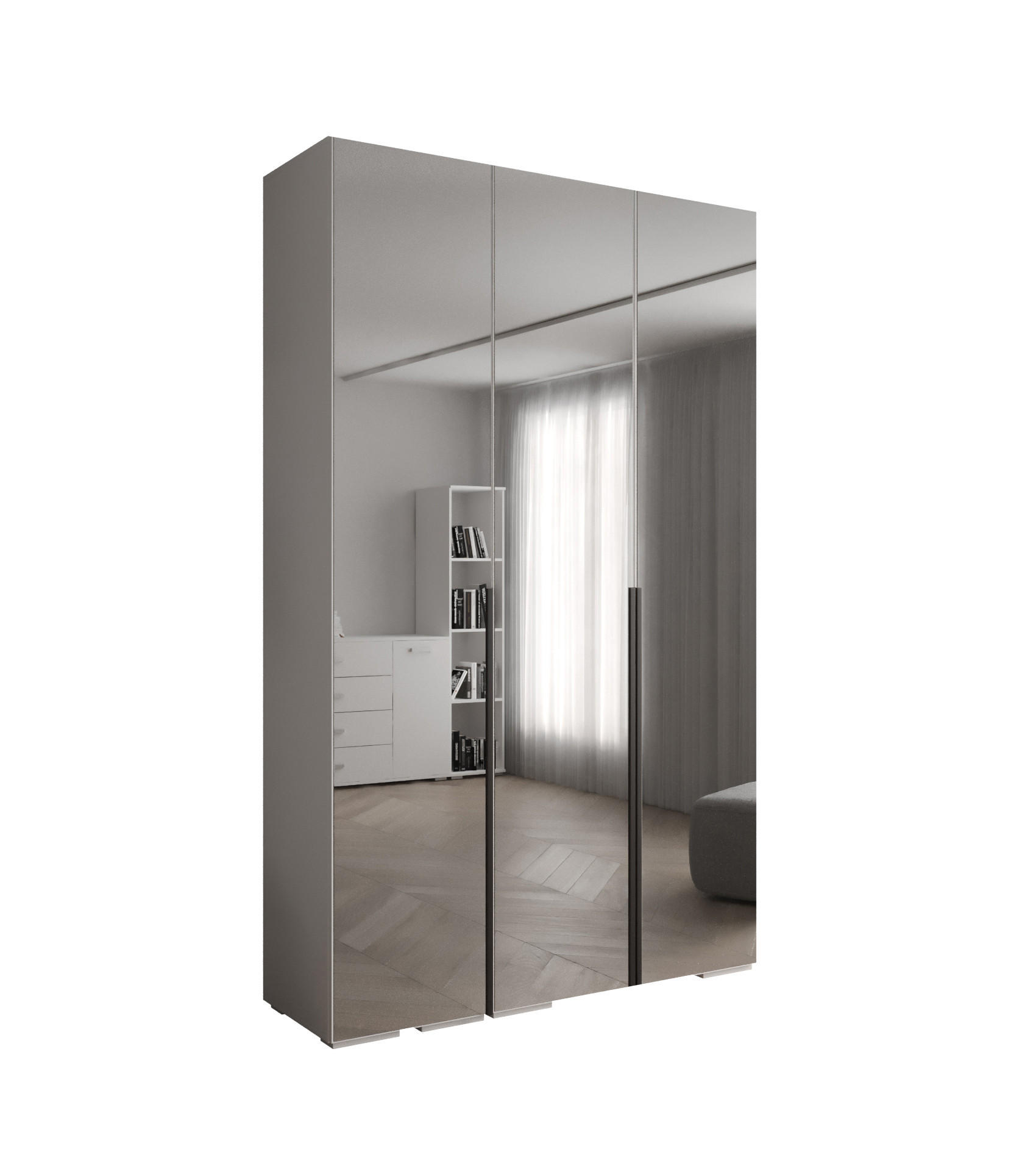 Abiks Möbel Drehtürenschrank Weiß, Schwarz 150x236.7x47 cm