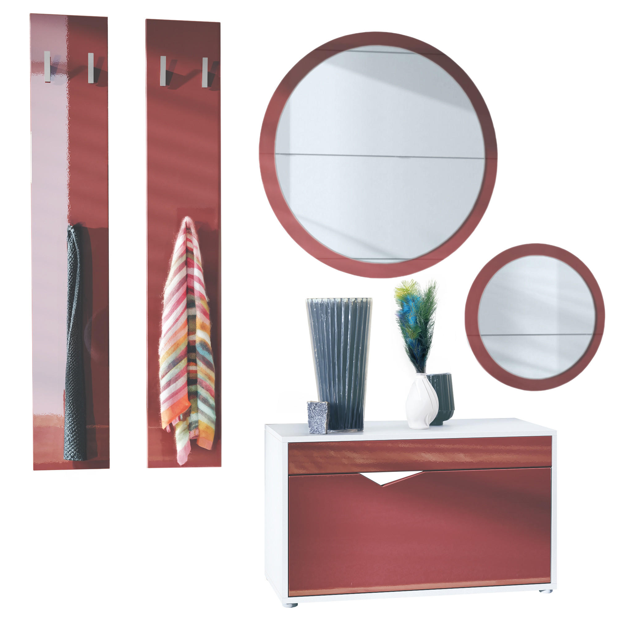 GARDEROBE Espoo Bordeaux Hochglanz - Bordeaux, Holzwerkstoff (200/200/33cm) - Vladon