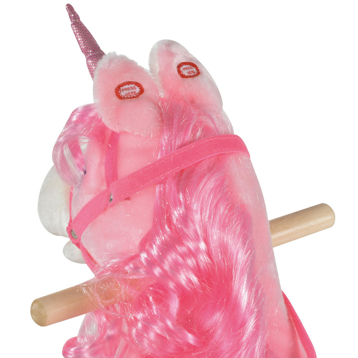 SCHAUKELPFERD DE-18222 mit authentischen Geräuschen Rosa - Pink, Holzwerkstoff (33/62/74cm) - ComfortXL