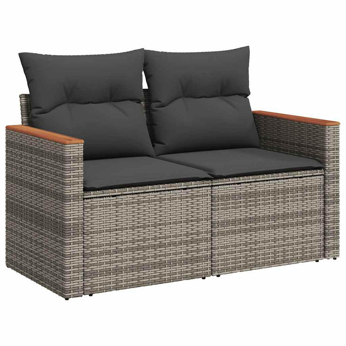 GARTEN-SOFAGARNITUR 4-TLG. Mit Kissen Grau Poly Rattan - Grau, Kunststoff - vidaXL