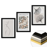 WANDBILDER 3er-Set - 20x30 cm Schwarzer Rahmen - Abstrakte Boho-Musterformen - Schwarz, Kunststoff (20/30cm) - ArtPrintCave