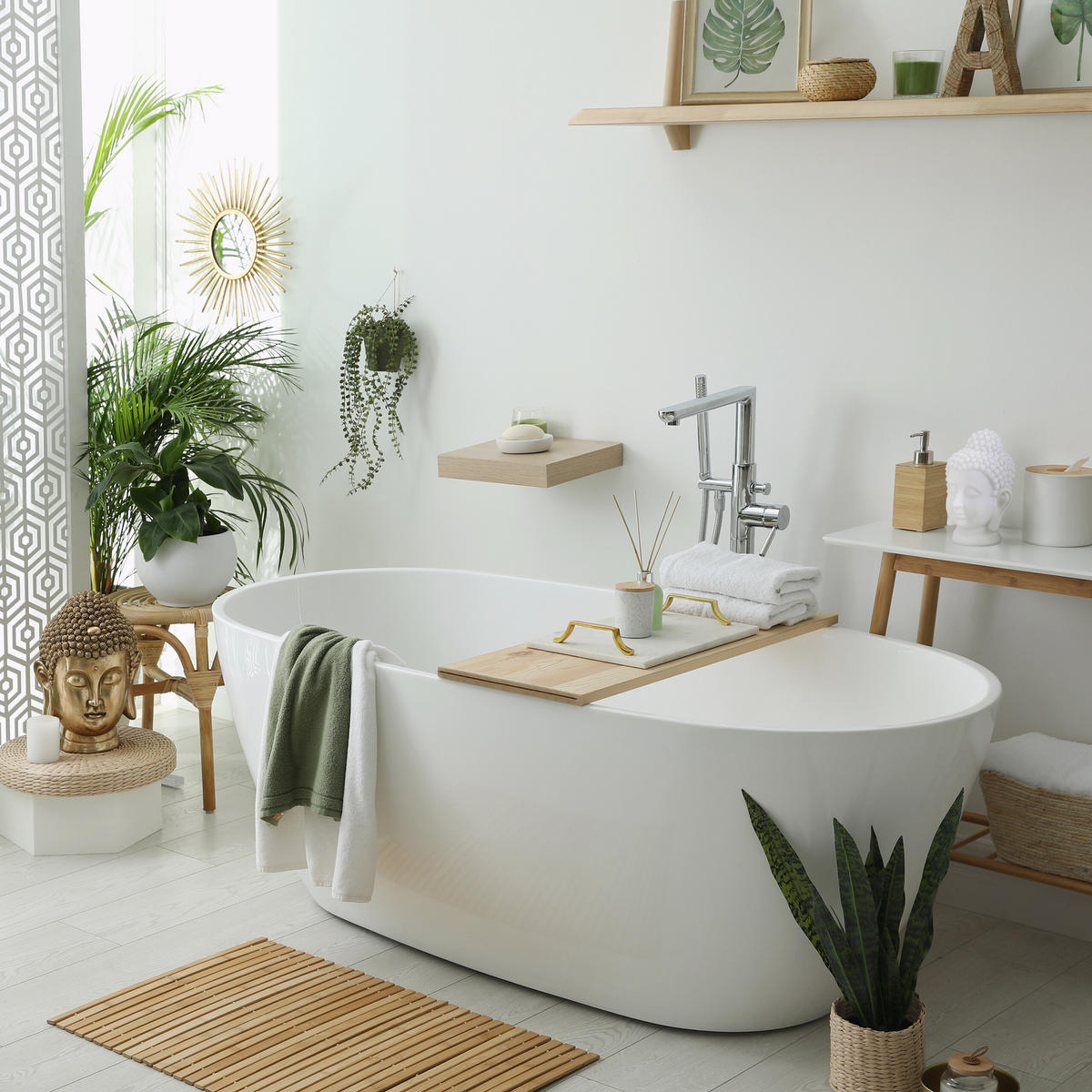 BUDDHA Kopf - Weiß, Kunststoff (12/17/10cm) - Relaxdays