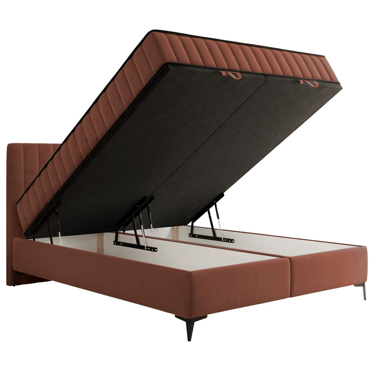 BOXBETT Mufasso Kupfer Samtbezug 180x200 cm - Schwarz/Kupferfarben, Textil/Metall (180/200cm) - Selsey