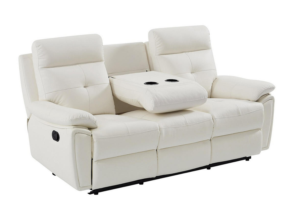 RELAXSOFA - 3 Personen - leder - weiß Vineta - Weiß, Leder (200/101/92cm) - Vente-Unique