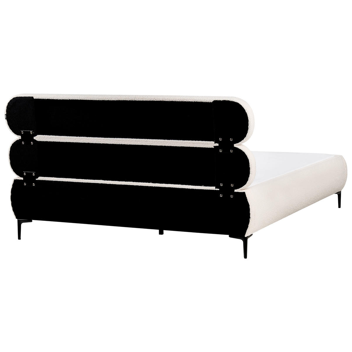 BETT mit Lattenrost 180/200 cm Cremeweiß Lessay - Schwarz/Weiß, Textil (180/200cm) - Beliani