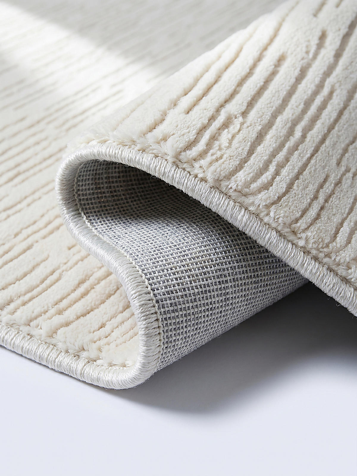 KURZFLORTEPPICH Streifen KASOS Polyester Creme 120 x 170 cm - Beige, Textil (120/170cm) - KADIMA DESIGN