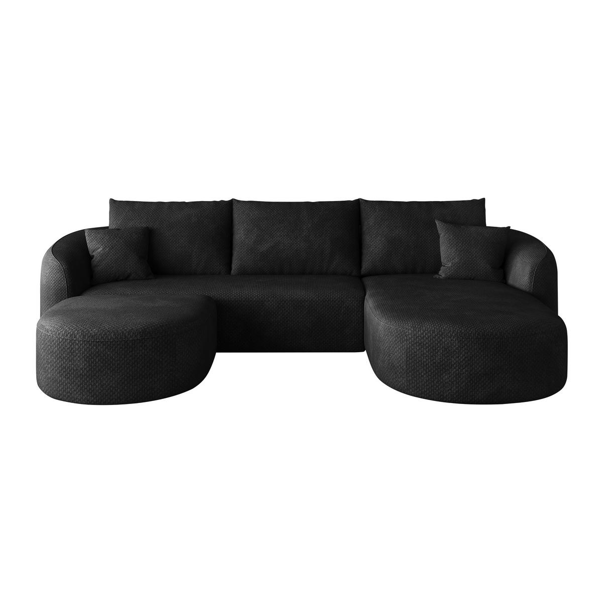 WOHNLANDSCHAFT DE-34817 U-Form 2-Sitzer Chaiselongue rechts Schwarz - Schwarz, Textil (168/85/266cm) - ComfortXL