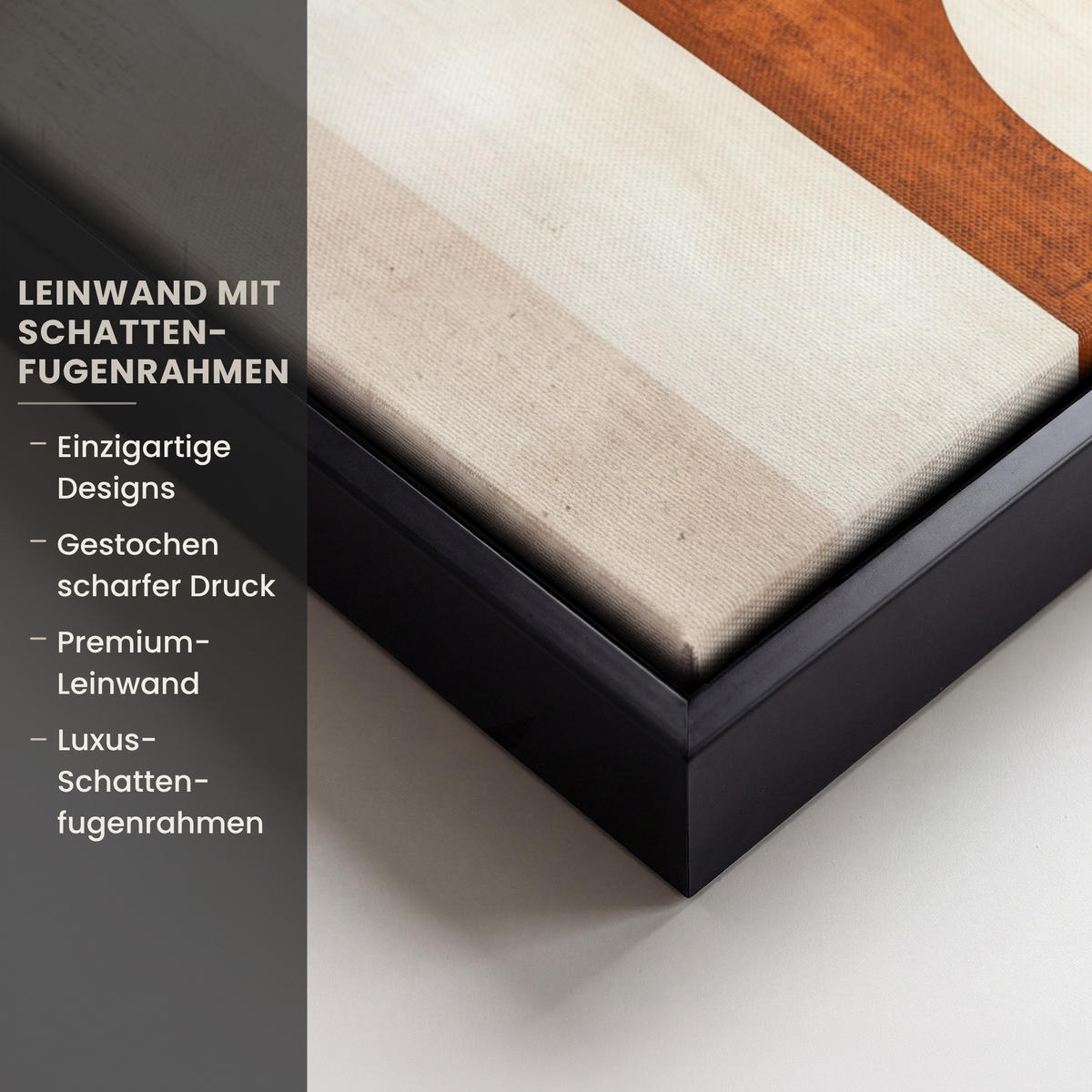 LEINWAND Bilder mit Rahmen - Abstrakt - Formen - Dunkelblau - 40x30 - Cognac, Textil (40/30cm) - MuchoWow
