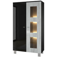 VITRINE Denjo Tür in Beton Oxid Optik - Hellgrau, Holzwerkstoff (71/129/35cm) - Vladon