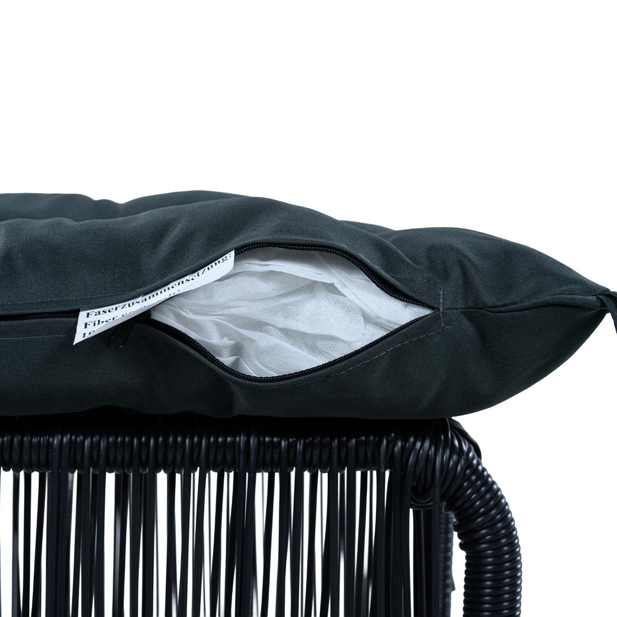 BALKONSET Gartenlounge-Set, 5-teilig, PE-Rattan, Schwarz+Dunkelblau - Schwarz, Metall - LVHOM