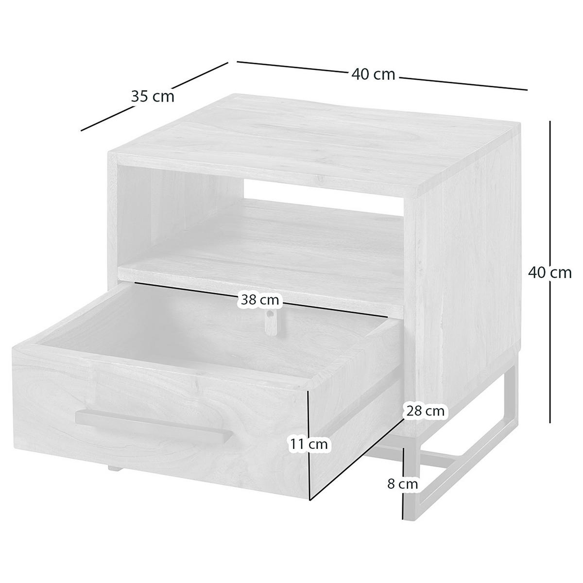 NACHTTISCH - Akazie massiv - Akaziefarben, Holz (40/40/35cm) - home24