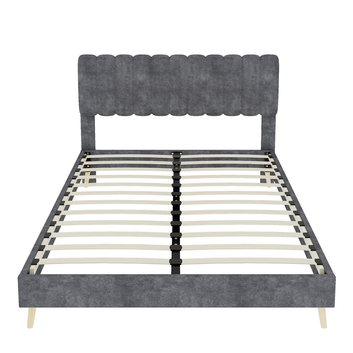POLSTERBETT 160/200 cm DE-32951 mit hohem Kopfteil und Matratze Grau - Grau, Metall (160/200cm) - ComfortXL