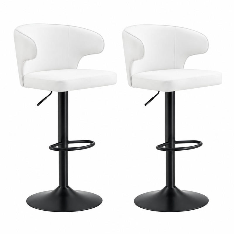 BARHOCKER 2er-Set höhenverstellbar mit Lehne Weiß - Weiß, Metall (45/110/49.72cm) - Meubliv