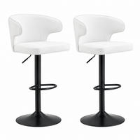BARHOCKER 2er-Set höhenverstellbar mit Lehne Weiß - Weiß, Metall (45/110/49.72cm) - Meubliv