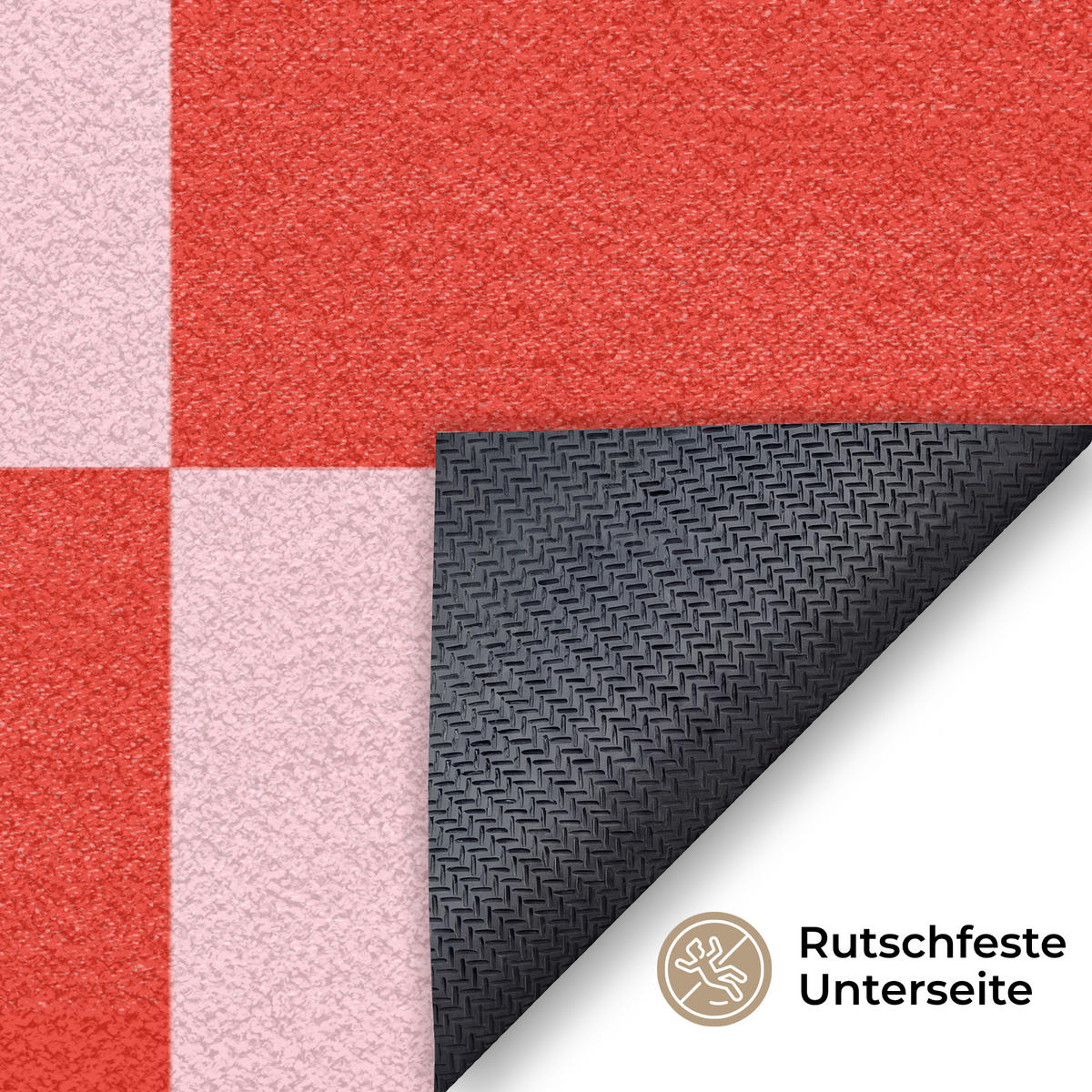 ROHOŽKA Šachovnicový vzor - červená - růžová - kostky 120x80 cm - červená, textil/umělá hmota (120/0.4cm) - MuchoWow