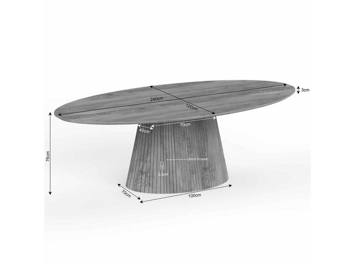 ESSTISCH Helena Oval 240 cm X 120 cm Taupe - Taupe, Holz (120/240/76cm) - Villa Möbel