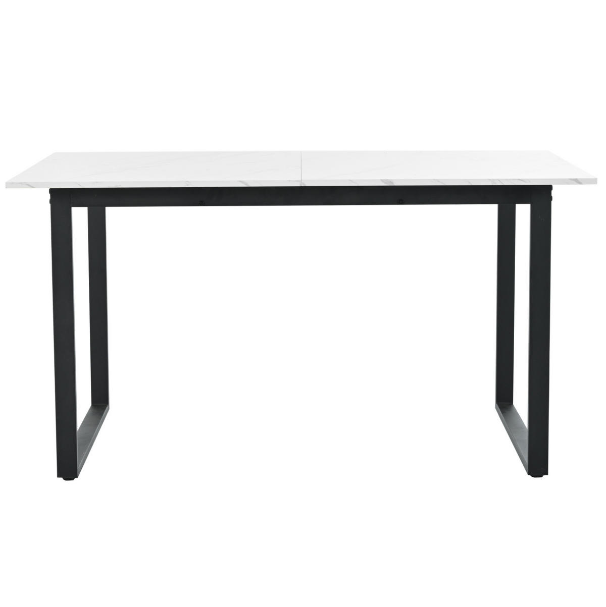 AUSZIEHTISCH 140/80/75 cm in Weiß mit Marmoroptik & Metallgestell - Weiß, Holzwerkstoff (180/80/75cm) - BEAOK