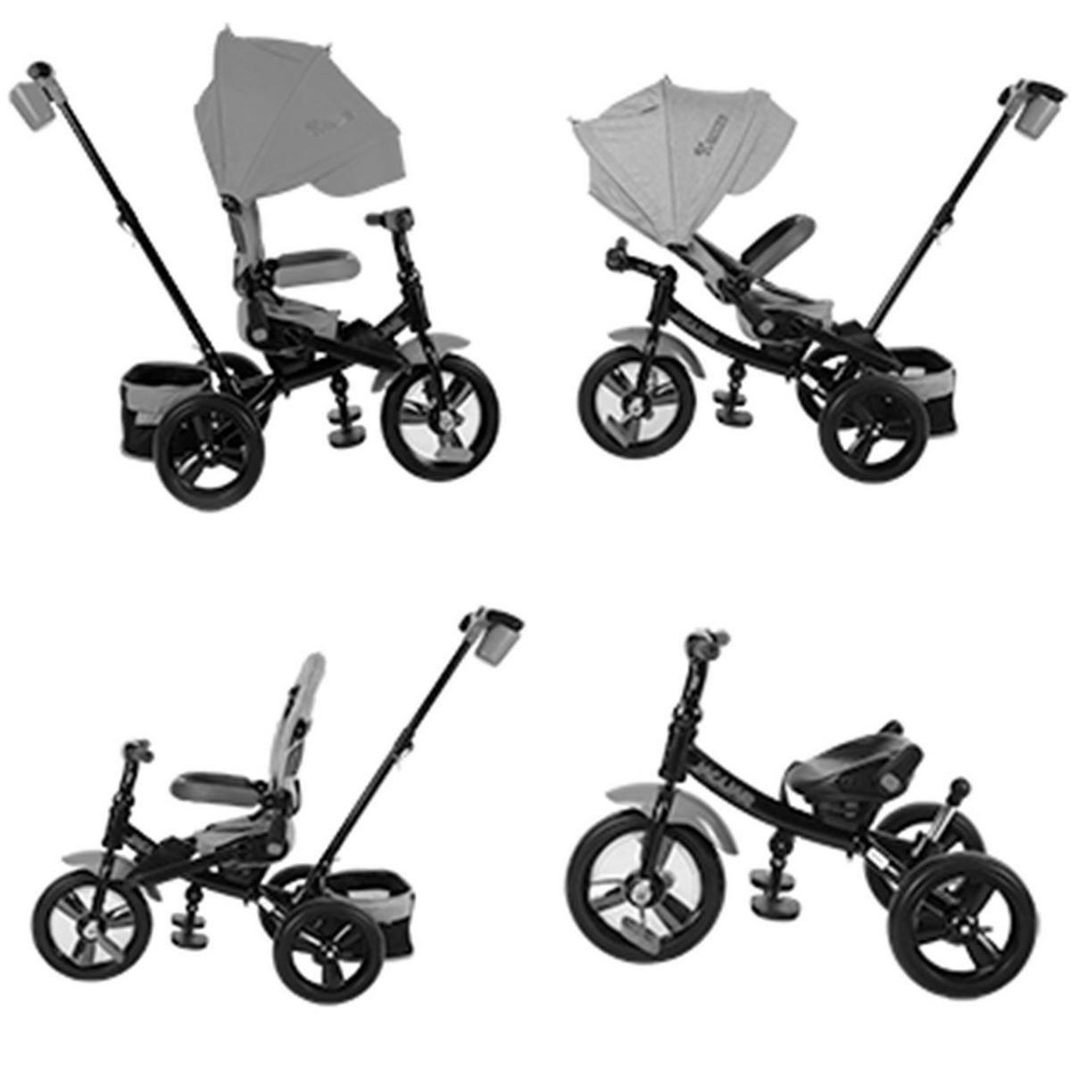 DREIRAD Jaguar 4 in 1 hellgrau Gummireifen, Sitz drehbar, Stange, verstellbar - Grau, Metall (120/53/103cm) - Lorelli