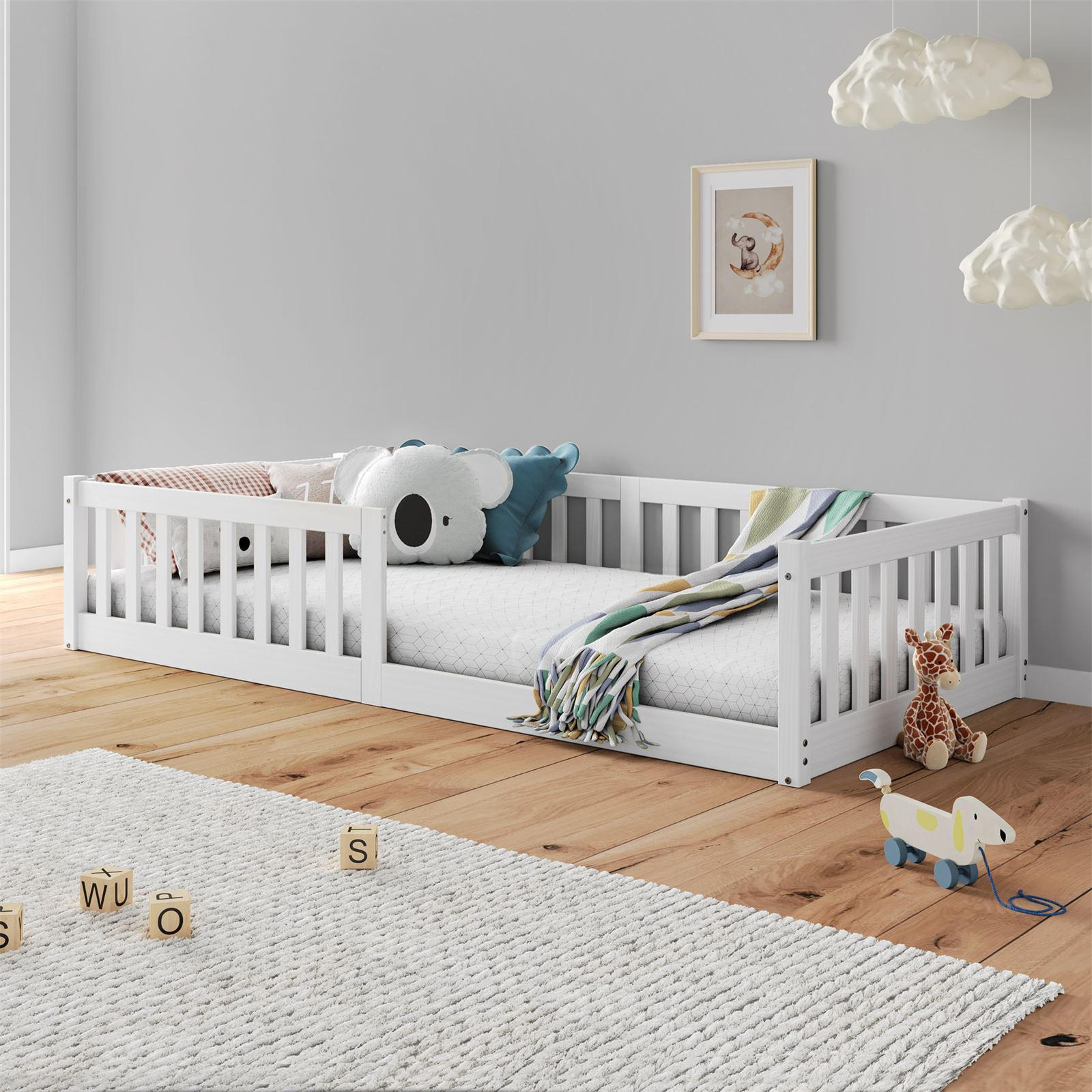 BODENBETT GUSTAVO 90X200 CM - Weiß, Holz (96/42/206cm) - IDIMEX