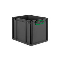 EUROBOX NextGen Color 32x30x40 cm 30 Liter Griffe grün zu, Schwarz - Schwarz/Grün, Kunststoff (30/32/40cm) - PROREGAL