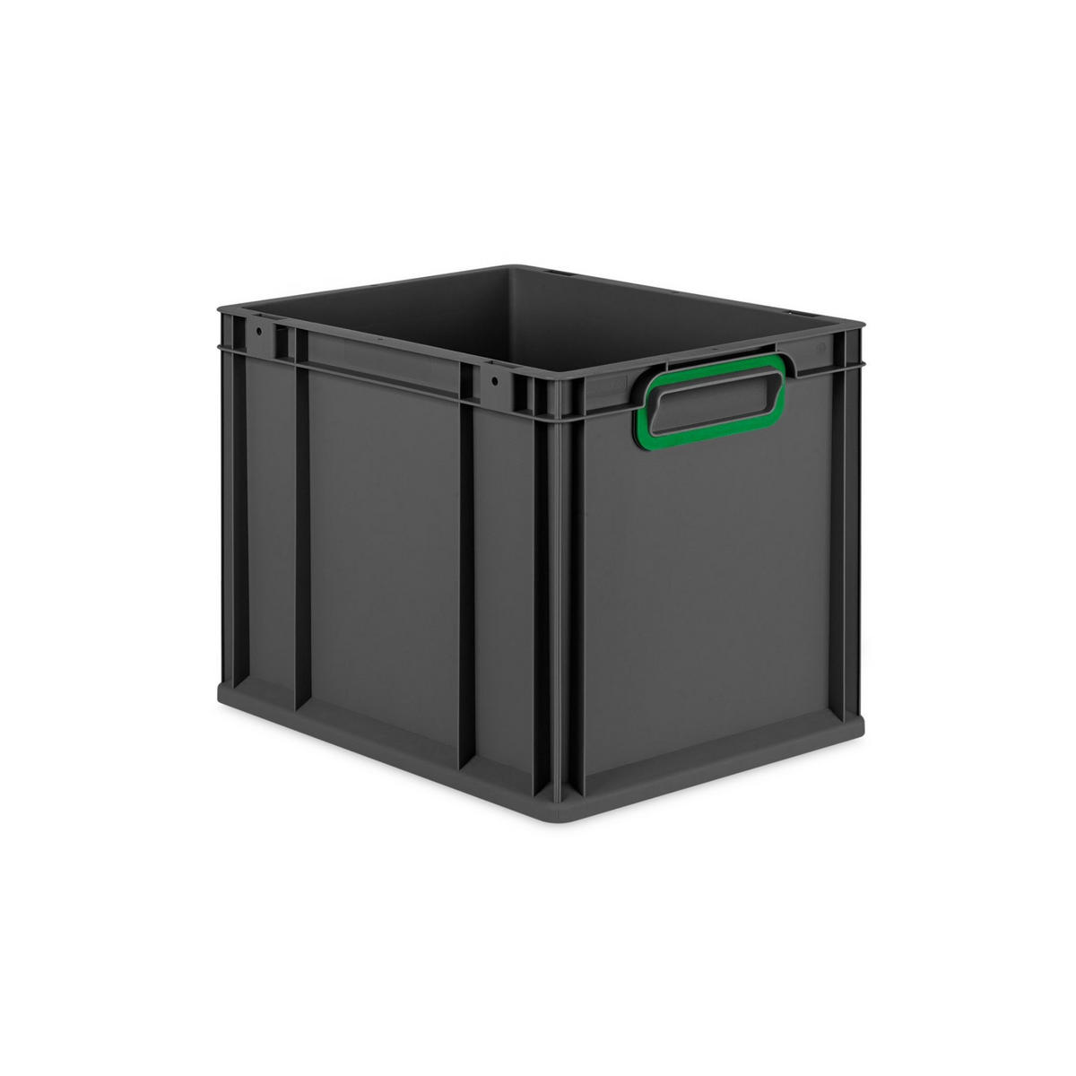 EUROBOX NextGen Color 32x30x40 cm 30 Liter Griffe grün zu, Schwarz - Schwarz/Grün, Kunststoff (30/32/40cm) - PROREGAL