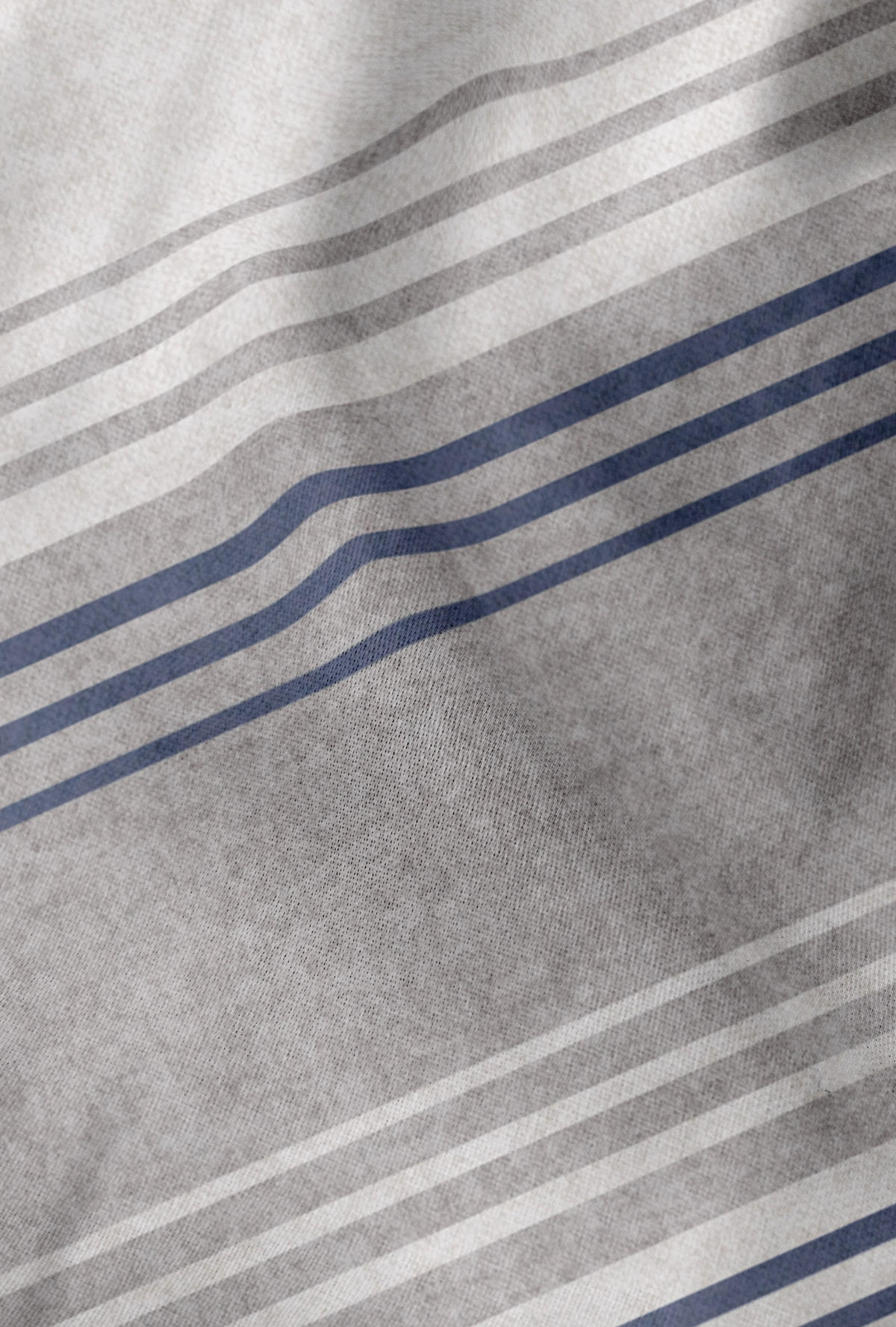BETTWÄSCHE-GARNITUR Premium Melange Querstreifen blau, 155x200 cm + 80x80 cm - Blau, Textil (155/200cm) - biberna