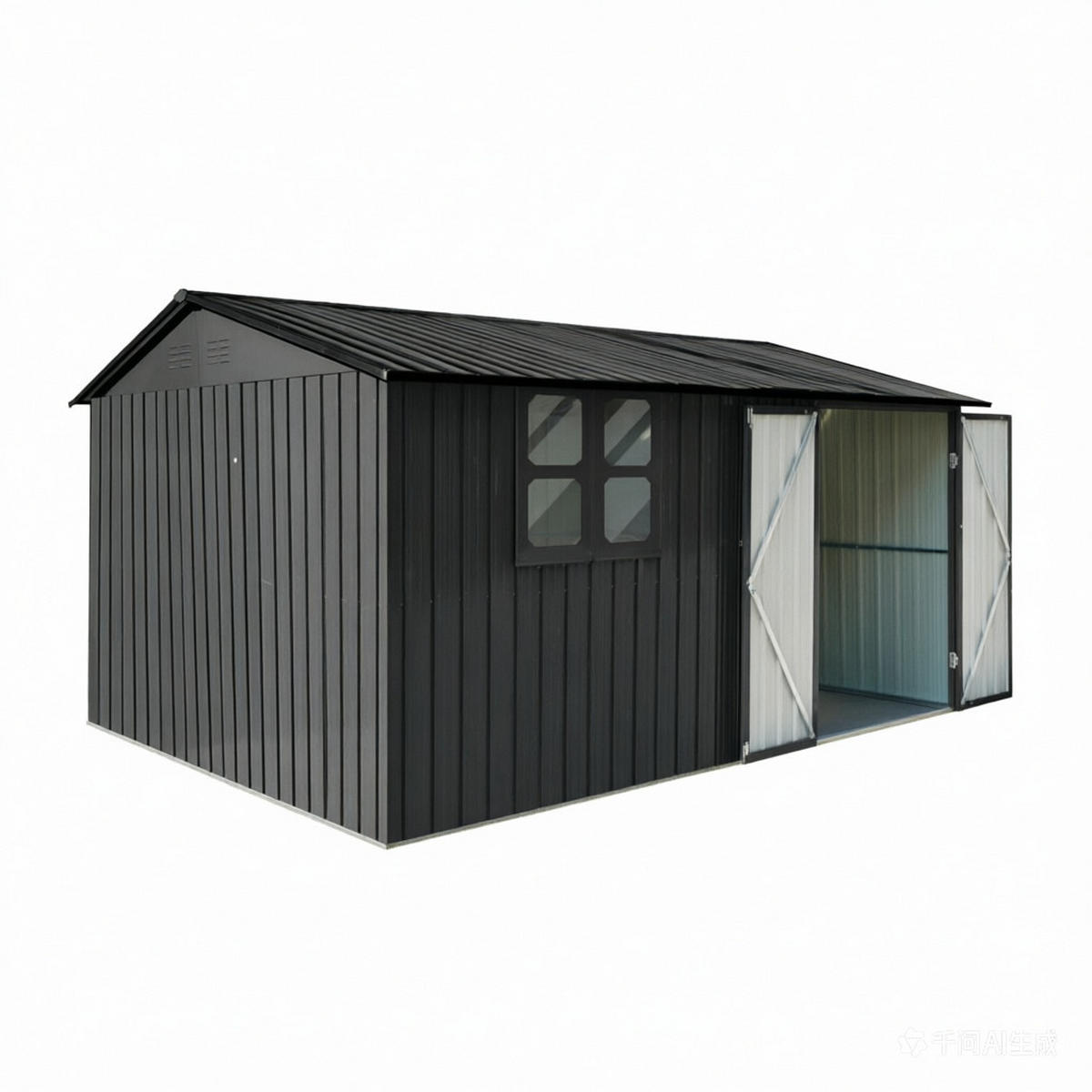 GERÄTEHAUS 213/130/185 cm Grau mit Schiebetüren und Fundamente - Grau, Metall (130/185/213cm) - Oxeza